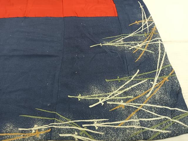 平和屋着物●アンティーク　大正ロマン　色留袖　松葉　金糸　鬼しぼ縮緬　正絹　逸品　AABE1618fy