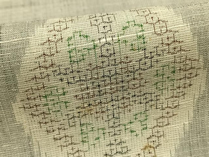 平和屋着物●上質な紬　結城織物　亀甲絣　菱文　証紙付き　正絹　逸品　AABE1623fy