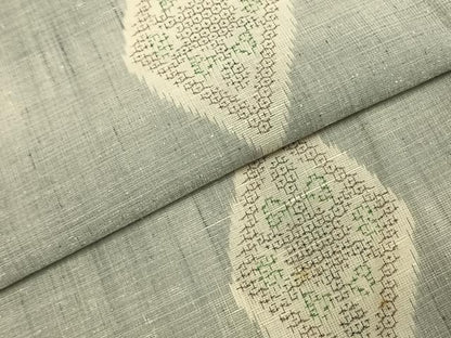 平和屋着物●上質な紬　結城織物　亀甲絣　菱文　証紙付き　正絹　逸品　AABE1623fy