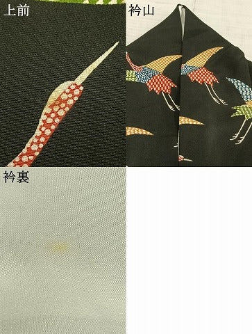 平和屋着物●訪問着　型染め　飛鳥文　黒地　正絹　逸品　AABE1644fy