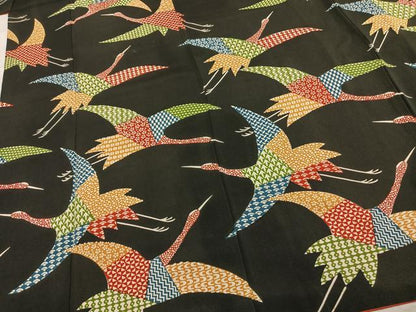 平和屋着物●訪問着　型染め　飛鳥文　黒地　正絹　逸品　AABE1644fy