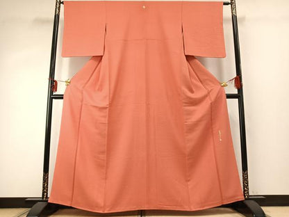 平和屋着物●本草木染作家 瑞寶 色無地 甚三紅色 正絹 逸品 AABE1656fy