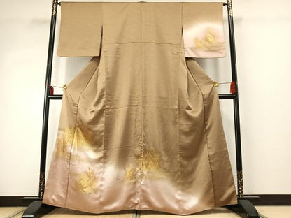 平和屋着物●訪問着　草葉文　暈し染め　金彩　正絹　逸品　AABE1661fy