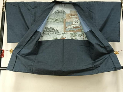 平和屋着物●男性　本場大島紬　アンサンブル　100亀甲　総詰め　正絹　逸品　AABE1672fy