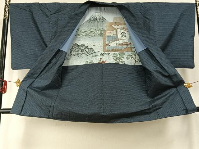 平和屋着物●男性　本場大島紬　アンサンブル　100亀甲　総詰め　正絹　逸品　AABE1672fy