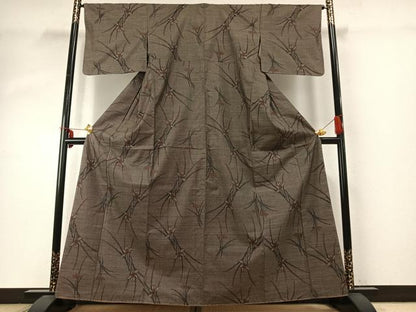 平和屋着物●本場大島紬　一元絣　草花文　正絹　逸品　未使用　AABE1673fy