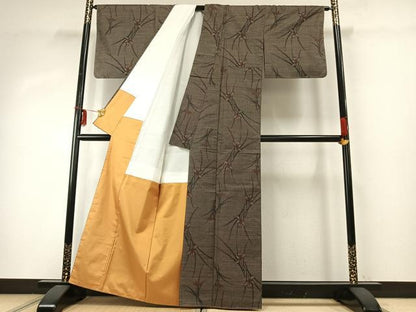 平和屋着物●本場大島紬　一元絣　草花文　正絹　逸品　未使用　AABE1673fy