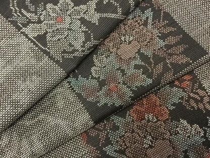 平和屋着物●本場大島紬 カタス9マルキ 色紙花文 正絹 逸品 AABE1678fy