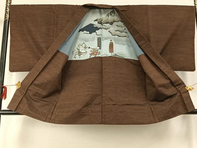 平和屋着物●男性　紬　アンサンブル　霞文　正絹　逸品　AABE1682fy