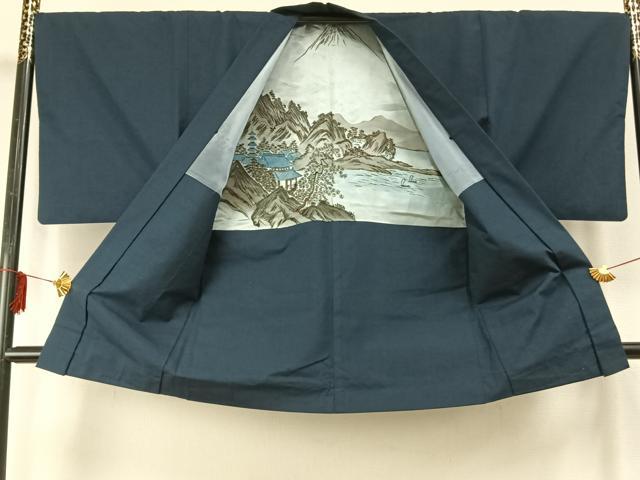 平和屋着物●男性 紬 アンサンブル 霞文 正絹 逸品 AABE1683fy