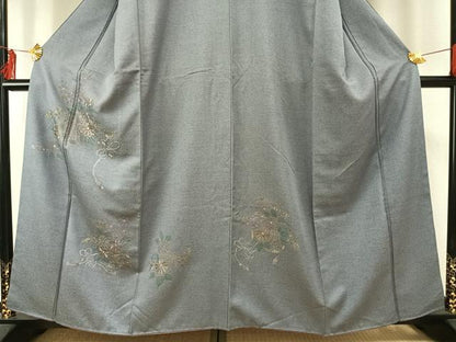 平和屋着物●訪問着　総刺繍　片輪車花文　金糸　正絹　逸品　AABE1690fy