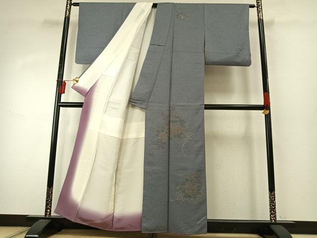 平和屋着物●訪問着　総刺繍　片輪車花文　金糸　正絹　逸品　AABE1690fy