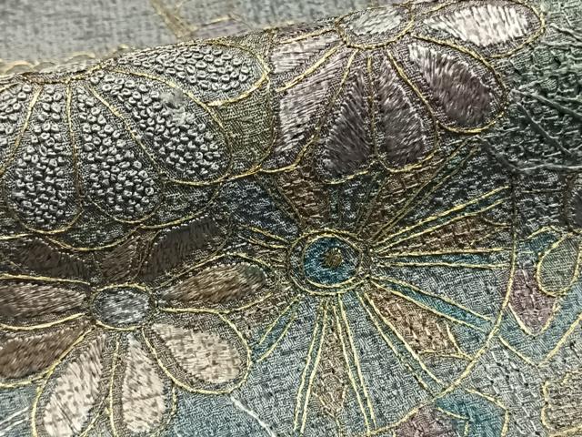 平和屋着物●訪問着　総刺繍　片輪車花文　金糸　正絹　逸品　AABE1690fy