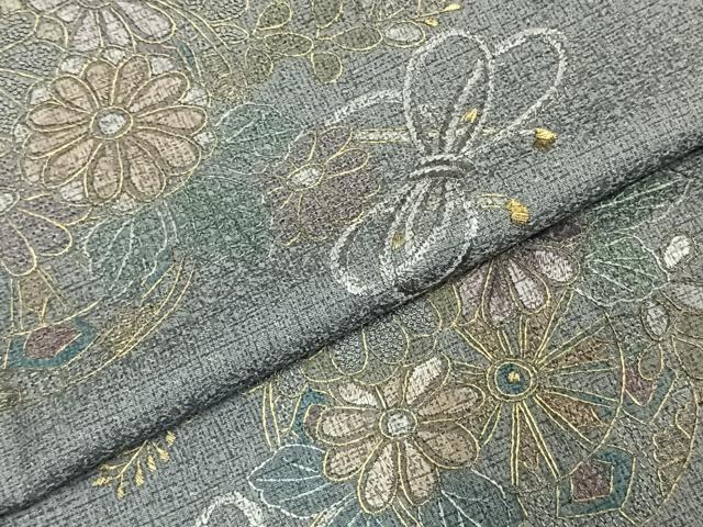 平和屋着物●訪問着　総刺繍　片輪車花文　金糸　正絹　逸品　AABE1690fy