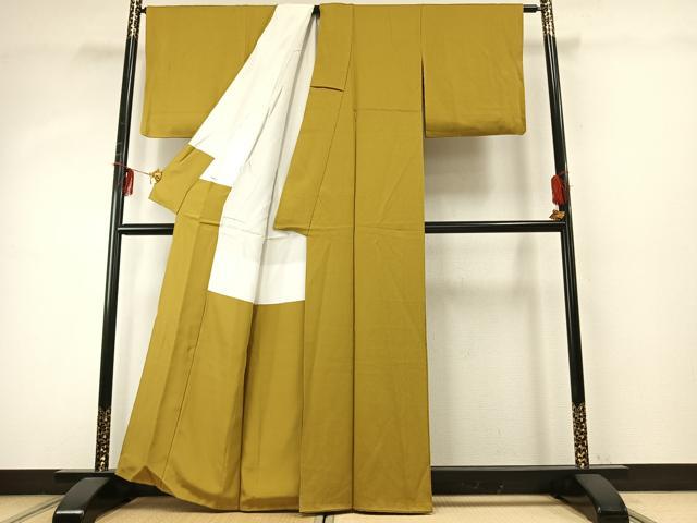 平和屋着物●上質な色無地　芥子色　正絹　逸品　AABE1696fy