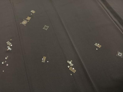 平和屋着物●訪問着 総刺繍 幾何学文様 金銀糸 正絹 逸品 AABE1712fy