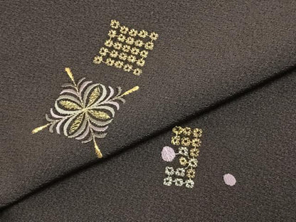 平和屋着物●訪問着 総刺繍 幾何学文様 金銀糸 正絹 逸品 AABE1712fy
