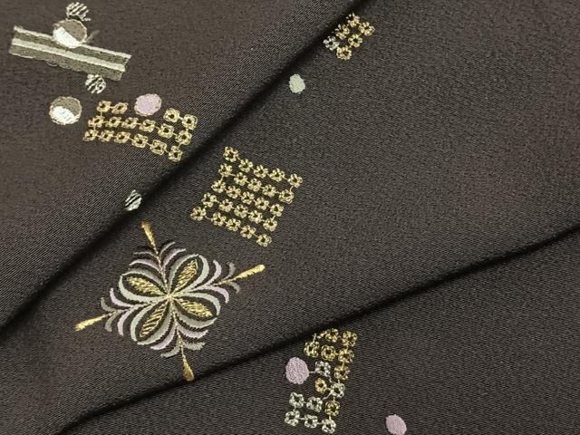 平和屋着物●訪問着 総刺繍 幾何学文様 金銀糸 正絹 逸品 AABE1712fy