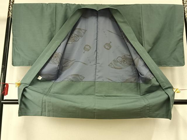 平和屋着物○男性 紬 アンサンブル 虫襖色×湊鼠色 洗える着物