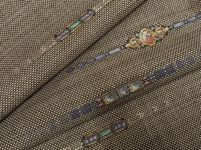 平和屋着物●本場大島紬　カタス7マルキ　総絣　装飾文　正絹　逸品　AABE1736fy