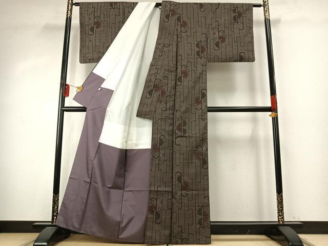 平和屋着物●本場大島紬　一元絣　花唐草文　正絹　逸品　AABE1737fy