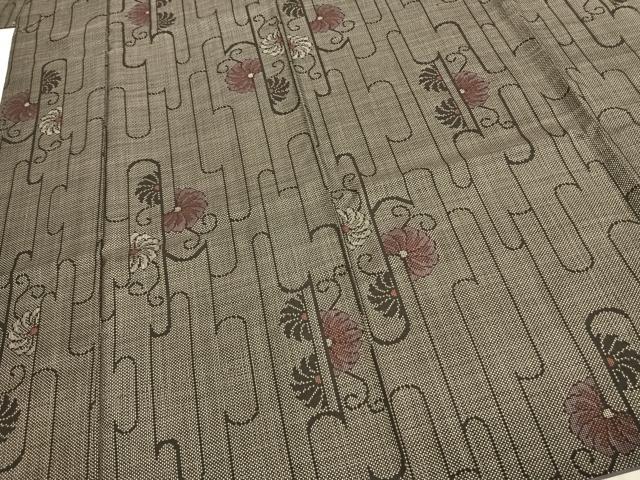 平和屋着物●本場大島紬　一元絣　花唐草文　正絹　逸品　AABE1737fy