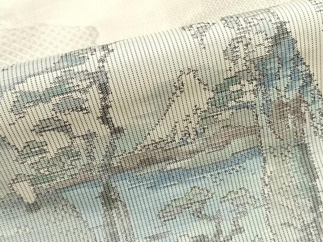 平和屋着物●本場大島紬　白大島　カタス7マルキ　総絣　風景色紙重ね文　正絹　逸品　AABE1739fy