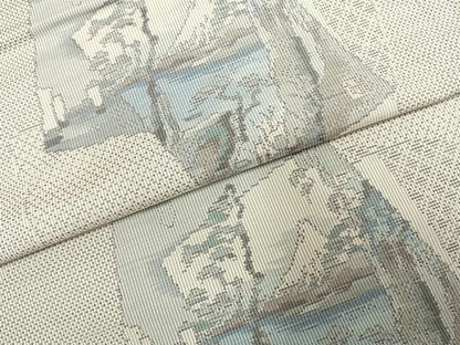 平和屋着物●本場大島紬　白大島　カタス7マルキ　総絣　風景色紙重ね文　正絹　逸品　AABE1739fy