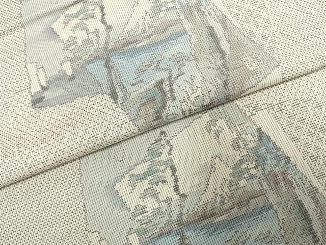 平和屋着物●本場大島紬　白大島　カタス7マルキ　総絣　風景色紙重ね文　正絹　逸品　AABE1739fy