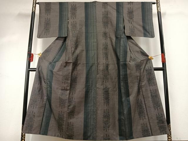 平和屋着物●本場大島紬　カタス7マルキ　間道　正絹　逸品　AABE1750fy