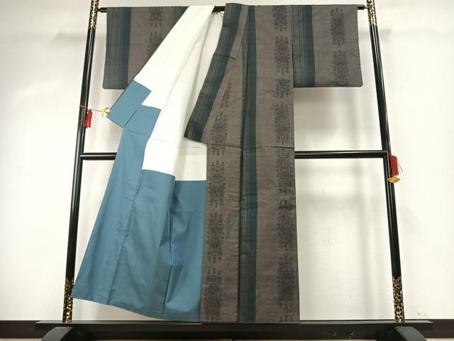 平和屋着物●本場大島紬　カタス7マルキ　間道　正絹　逸品　AABE1750fy