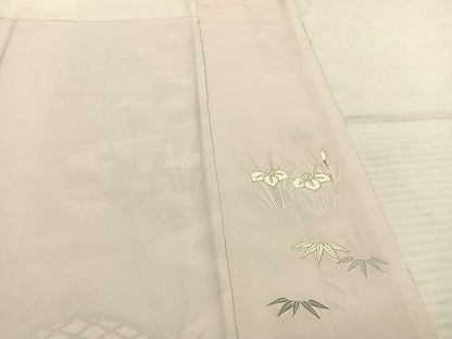 平和屋着物●訪問着 紬地 風景花文 金彩 正絹 逸品 AABE1751fy