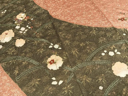平和屋着物●訪問着 絞り 刺繍 雪輪花文 金糸 金彩 正絹 逸品 AABE1754fy