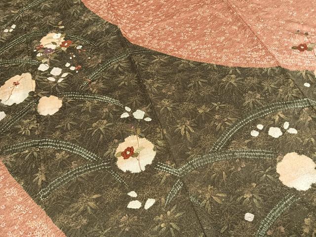 平和屋着物●訪問着 絞り 刺繍 雪輪花文 金糸 金彩 正絹 逸品 AABE1754fy