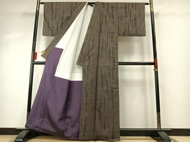 平和屋着物●本場大島紬　カタス7マルキ　幾何学文様　正絹　逸品　AABE1758fy
