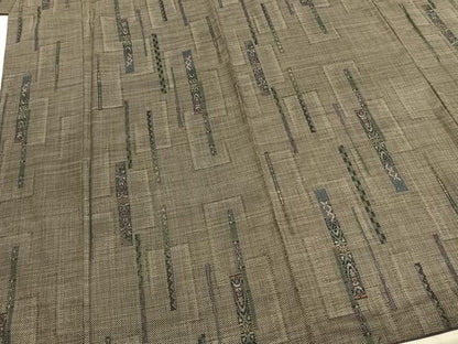 平和屋着物●本場大島紬　カタス7マルキ　幾何学文様　正絹　逸品　AABE1758fy