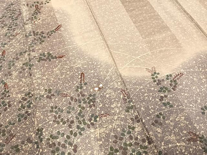 平和屋着物●訪問着　紬地　刺繍　花蝶文　暈し染め　金糸　正絹　逸品　AABE1761fy