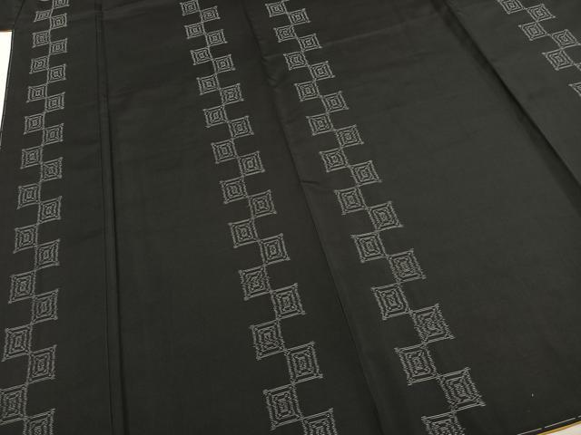 平和屋着物●本場大島紬　市松間道　黒地　さが美扱い　正絹　逸品　AABE1765fy