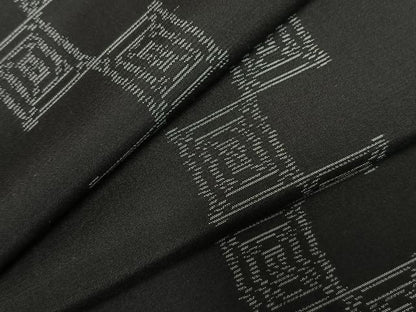 平和屋着物●本場大島紬　市松間道　黒地　さが美扱い　正絹　逸品　AABE1765fy