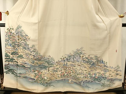 平和屋着物●豪華色留袖　友禅　作家物　風景文　暈し染め　正絹　逸品　AABE1767fy