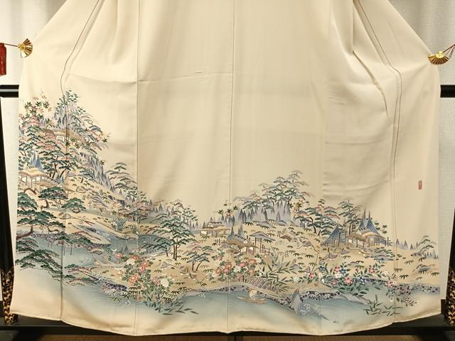 平和屋着物●豪華色留袖　友禅　作家物　風景文　暈し染め　正絹　逸品　AABE1767fy