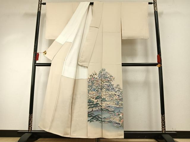 平和屋着物●豪華色留袖　友禅　作家物　風景文　暈し染め　正絹　逸品　AABE1767fy