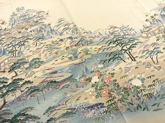 平和屋着物●豪華色留袖　友禅　作家物　風景文　暈し染め　正絹　逸品　AABE1767fy
