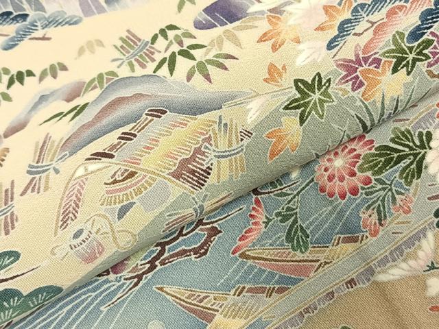 平和屋着物●豪華色留袖　友禅　作家物　風景文　暈し染め　正絹　逸品　AABE1767fy