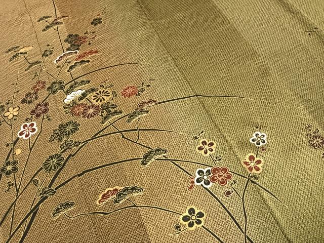 平和屋着物●訪問着 枝花文 暈し染め 金彩 正絹 逸品 AABE1772fy