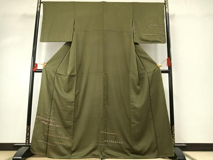 平和屋着物●訪問着　幾何学霞文　金糸　正絹　逸品　AABE1780fy