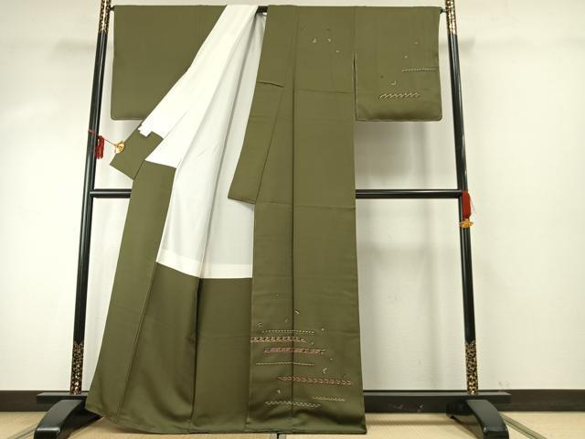 平和屋着物●訪問着　幾何学霞文　金糸　正絹　逸品　AABE1780fy