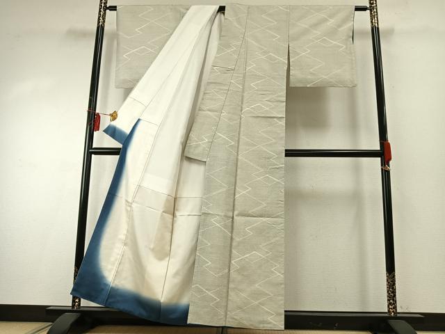 平和屋着物●塩沢紬　松皮菱文　正絹　逸品　AABE1792fy