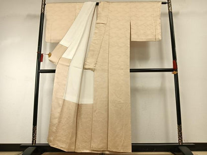 平和屋着物●上質な色無地 立波地紋 蜂蜜色 正絹 逸品 AABE1795fy