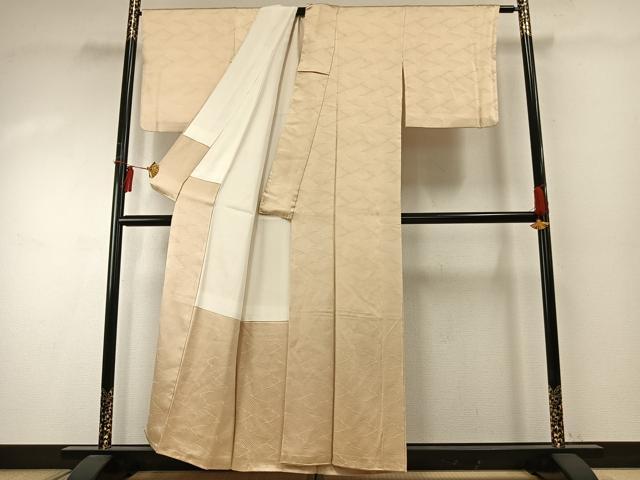 平和屋着物●上質な色無地 立波地紋 蜂蜜色 正絹 逸品 AABE1795fy